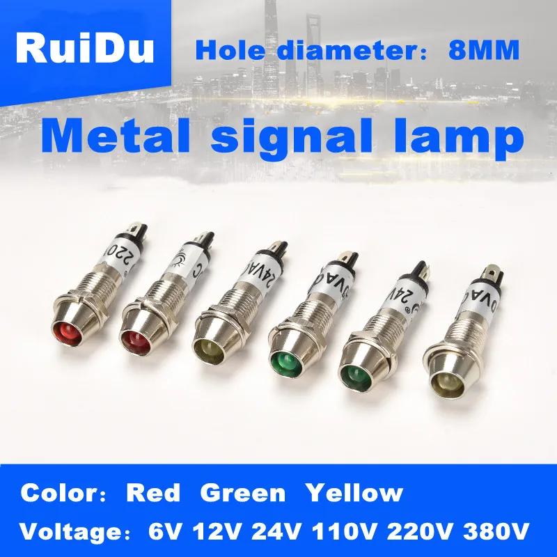  ȣ  XD8-1 ݼ ǥñ LED ۾ , 8mm, ACDC 6V12V24V110V220V380V,   Ȳ   